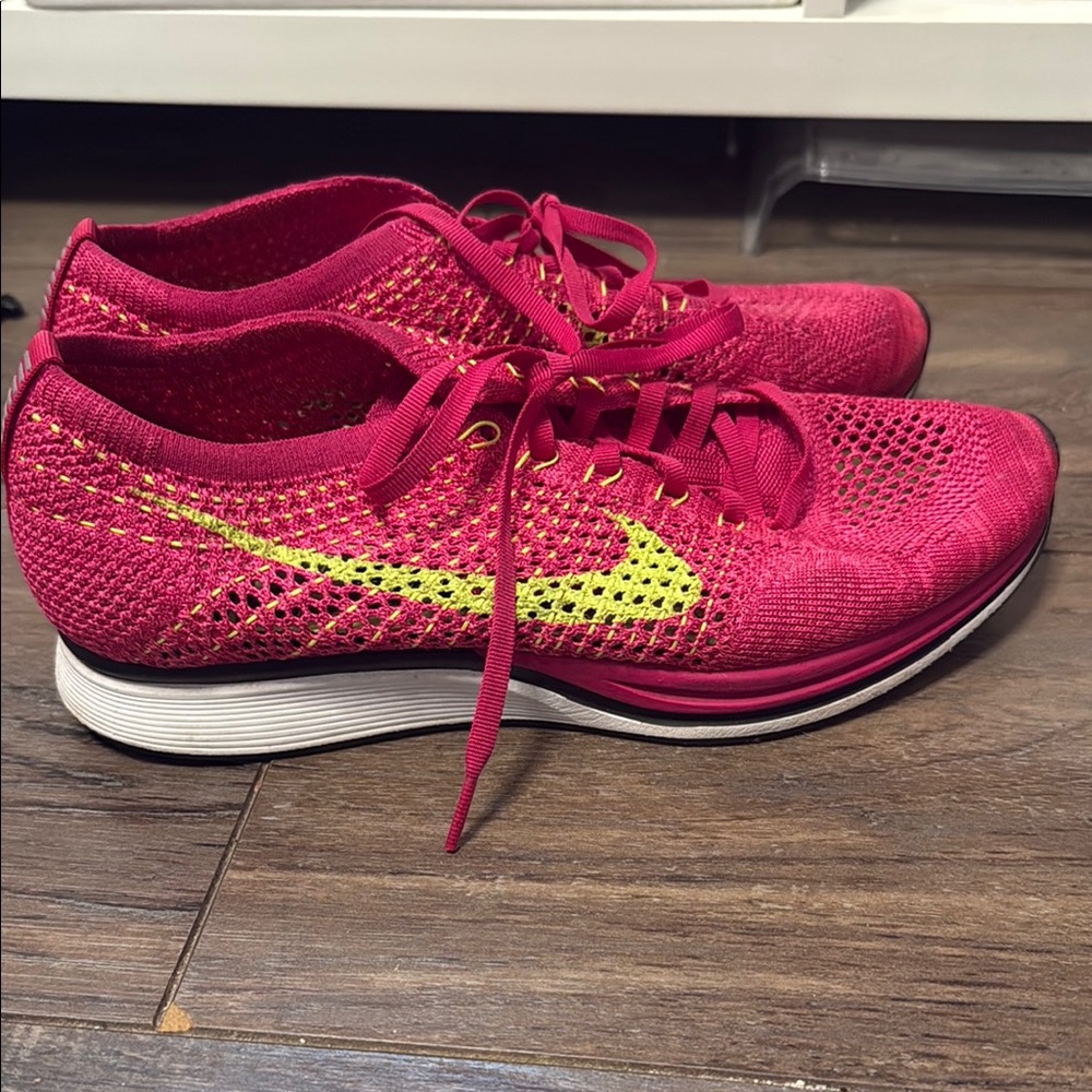 Nike  flyknit racer Women's Pink and Yellow Running Shoes